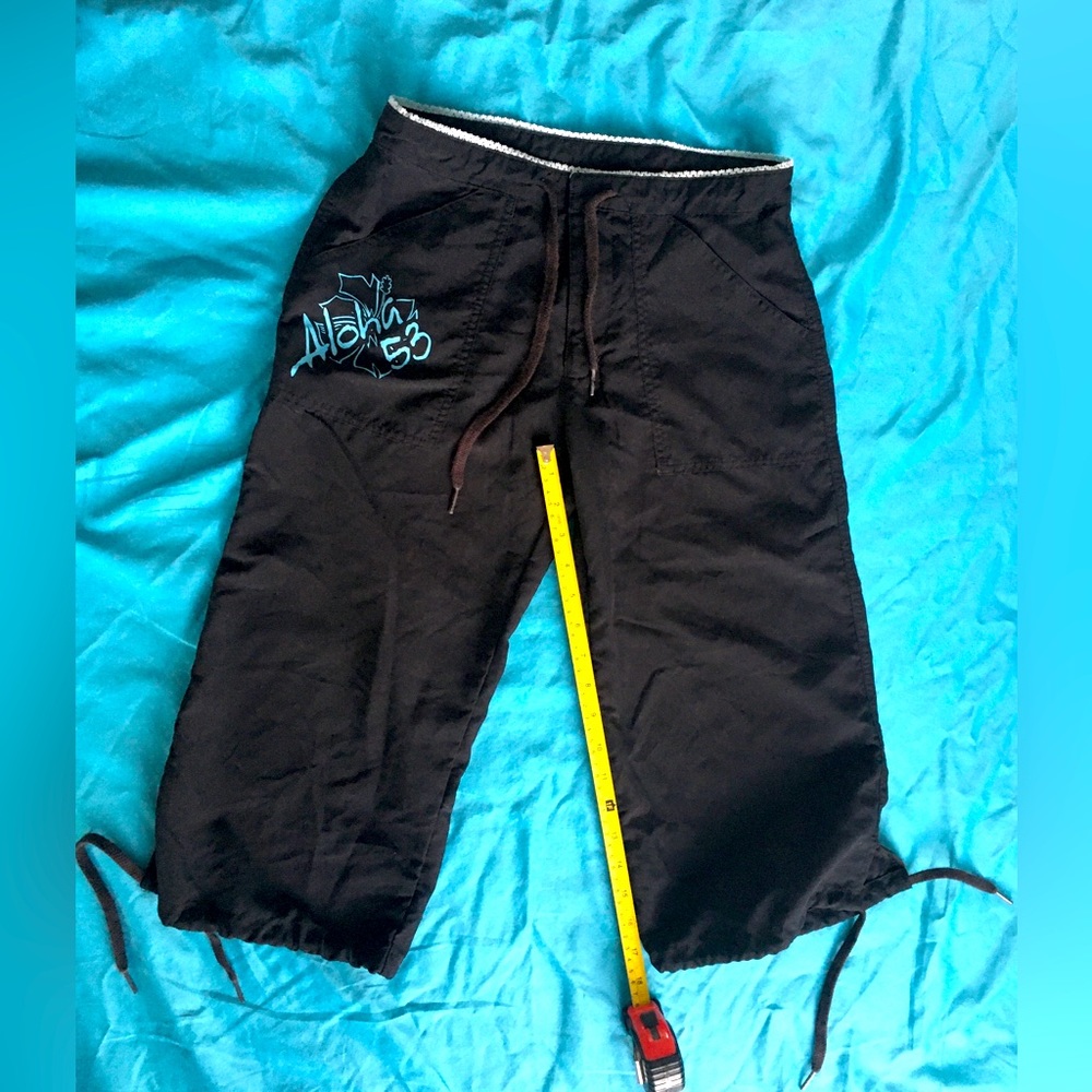Y2k bodyglove black/teal  beach capris